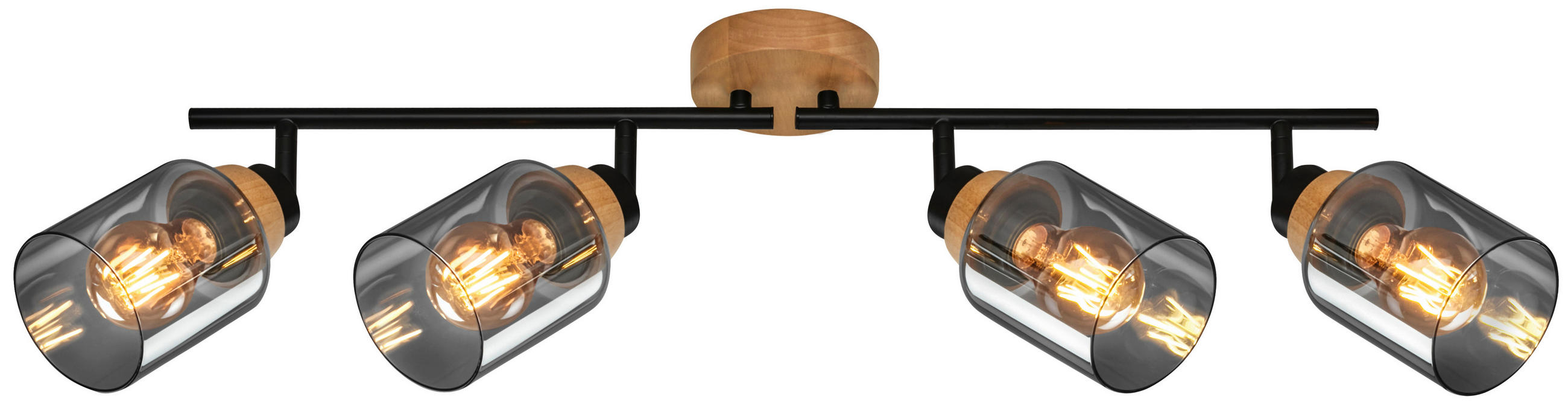 DECKENSPOTS 68/11/24 cm   - Eichefarben/Schwarz, Design, Glas/Holz (68/11/24cm)