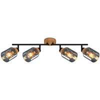 DECKENSPOTS 68/11/24 cm   - Eichefarben/Schwarz, Design, Glas/Holz (68/11/24cm)