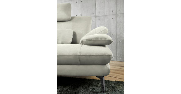 ECKSOFA in Velours Ecru 184/284 cm - Ecru/Schwarz, Design, Textil/Metall (184/284cm) - Dieter Knoll