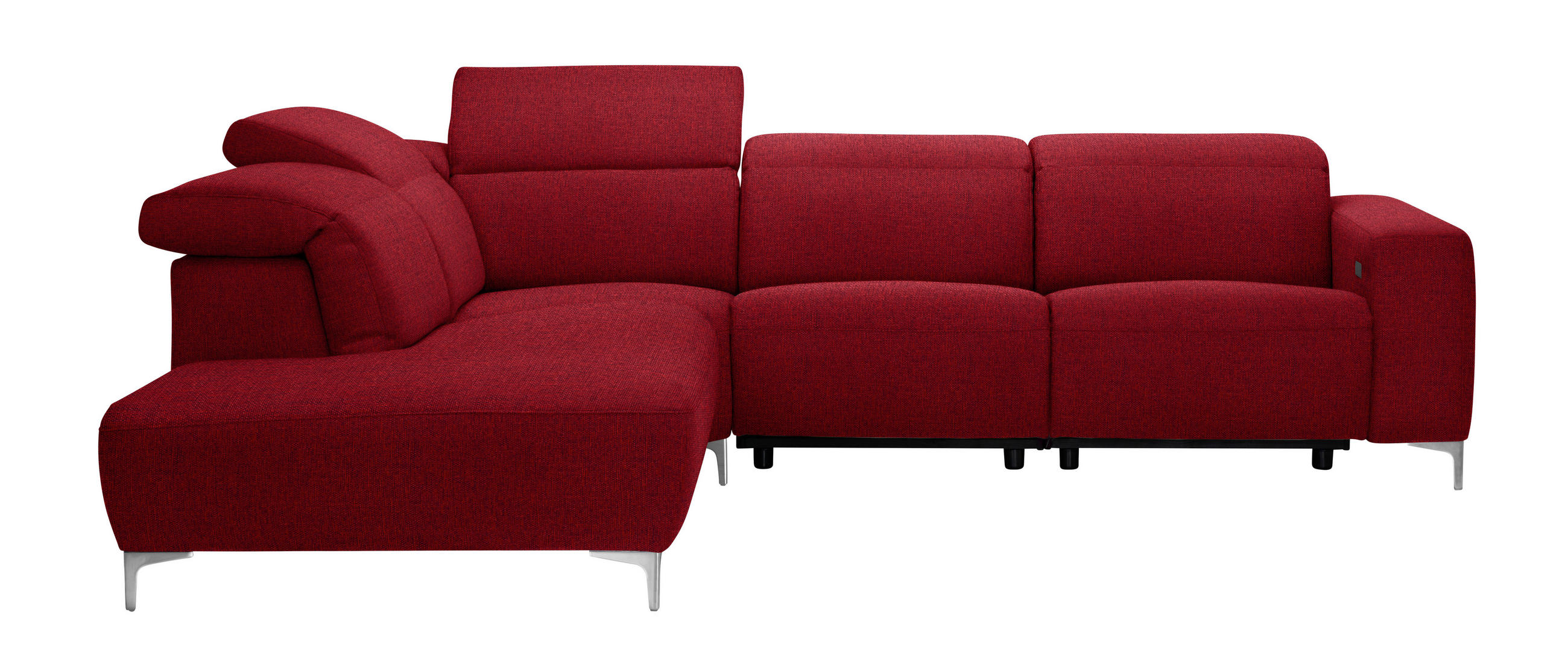 ECKSOFA Rot Flachgewebe  - Chromfarben/Rot, Design, Textil/Metall (238/290cm) - Pure Home Lifestyle