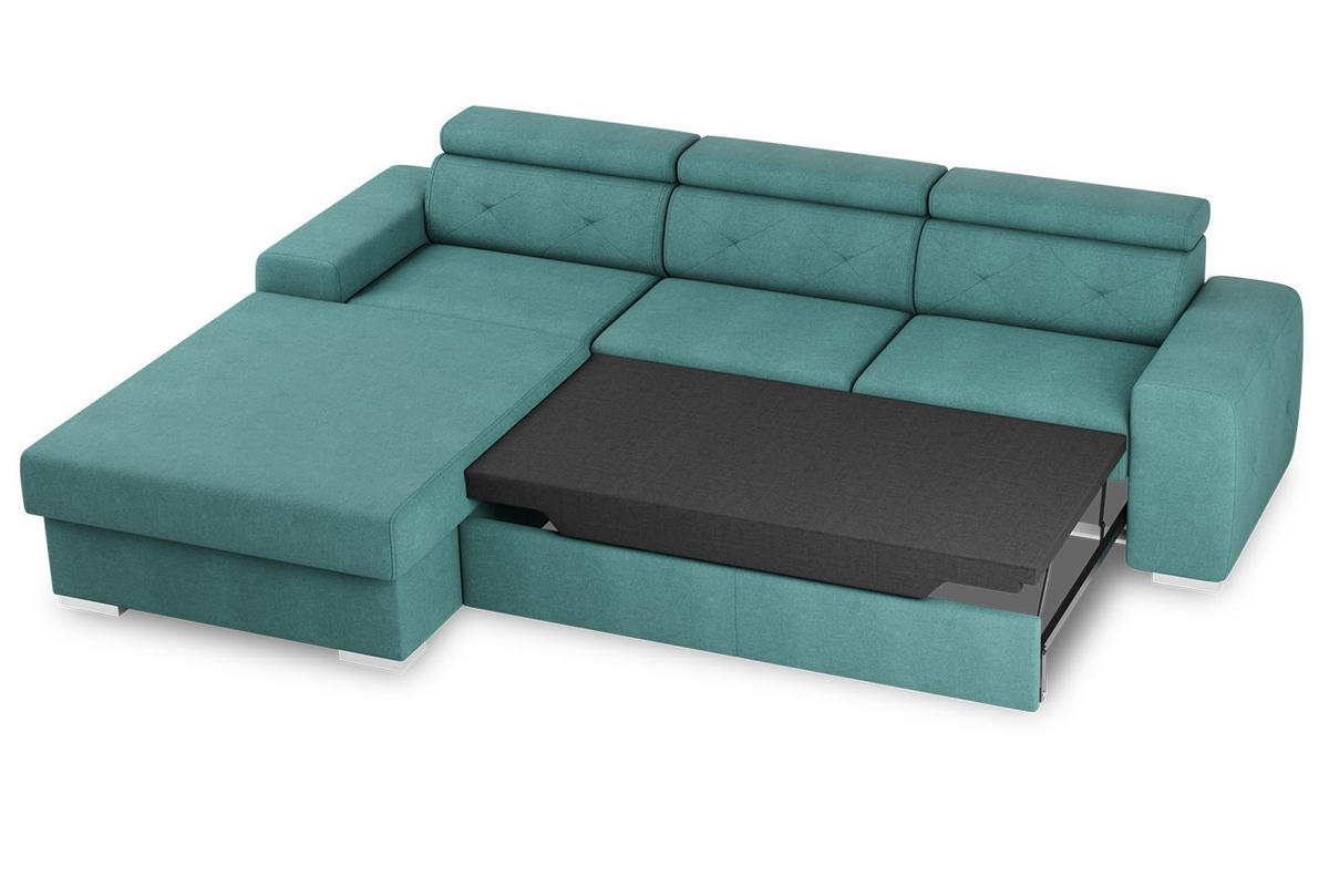 ECKSCHLAFSOFA in Velours Grün  - Silberfarben/Grün, Design, Textil (195/296cm) - MID.YOU