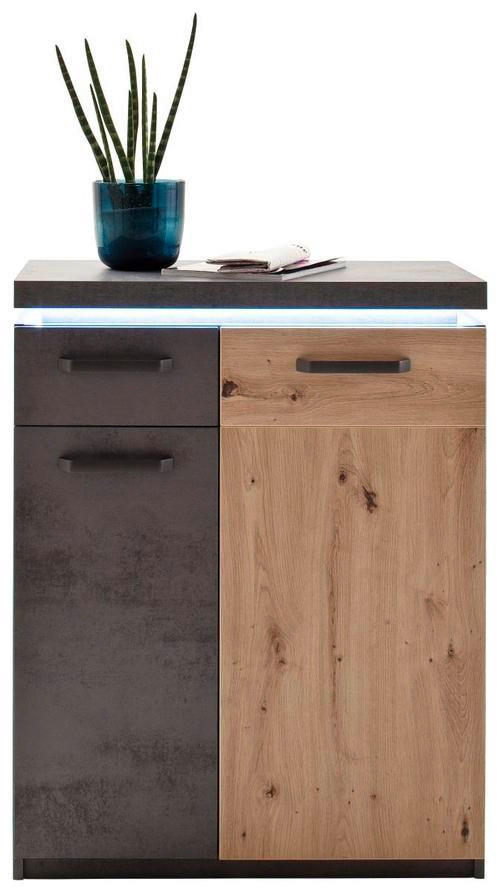 SCHUHSCHRANK  in 75/99/38 cm  - Eichefarben/Anthrazit, Design, Holzwerkstoff/Metall (75/99/38cm) - Voleo
