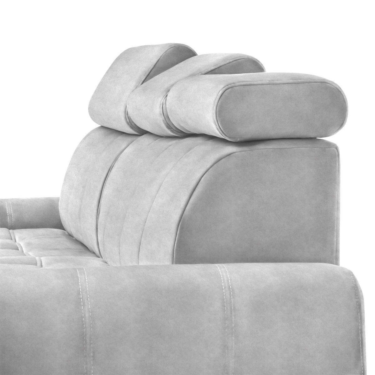 ECKSOFA in Velours Hellgrau  - Chromfarben/Hellgrau, Design, Kunststoff/Textil (173/276cm) - Stylife