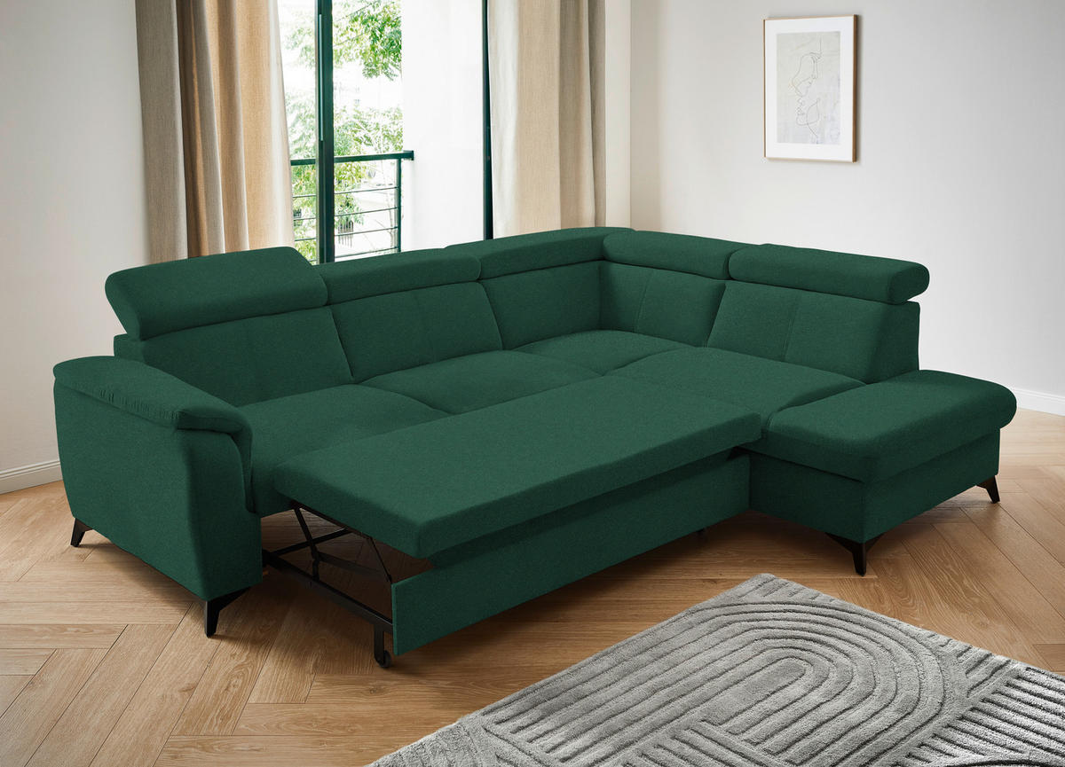 ECKSOFA in Mikrofaser Türkis  - Türkis/Schwarz, Design, Textil/Metall (260/203cm) - Stylife
