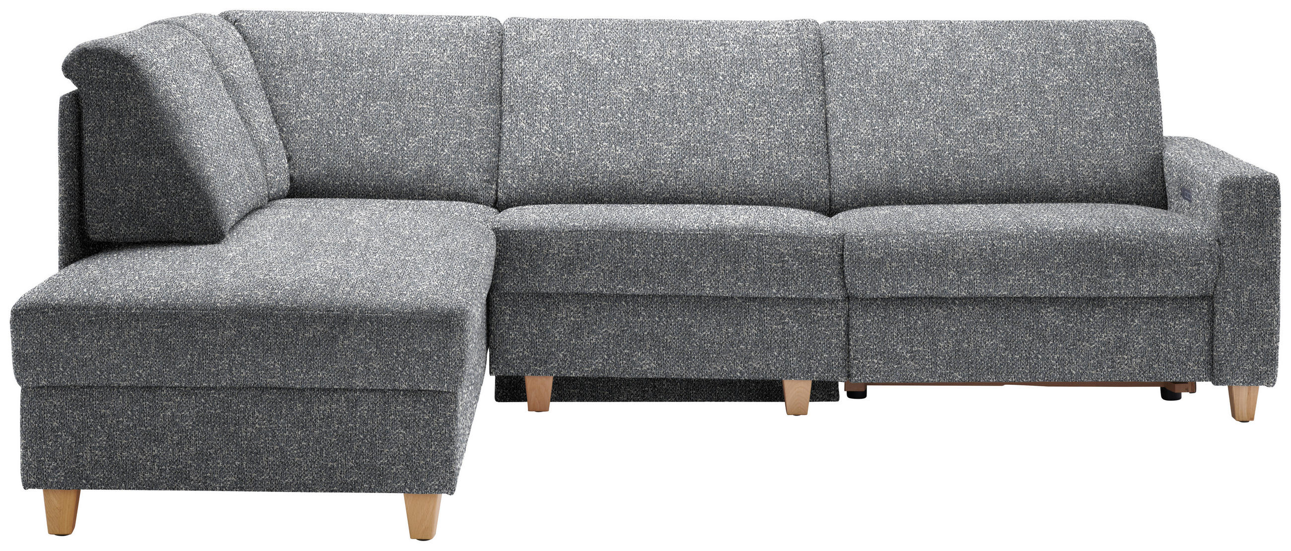 ECKSOFA  in Mikrovelours Grau  203/261 cm  - Eichefarben/Grau, KONVENTIONELL, Holz/Textil (203/261cm) - Sedda