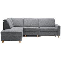 ECKSOFA  in Mikrovelours Grau  203/261 cm  - Eichefarben/Grau, KONVENTIONELL, Holz/Textil (203/261cm) - Sedda