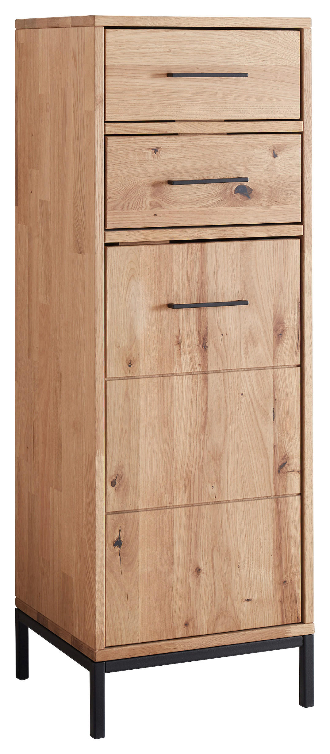 MIDISCHRANK 40/115/35 cm  - Wildeiche/Schwarz, Basics, Holz/Metall (40/115/35cm) - Linea Natura