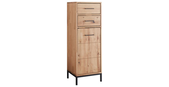 MIDISCHRANK 40/115/35 cm  - Wildeiche/Schwarz, Basics, Holz/Metall (40/115/35cm) - Linea Natura