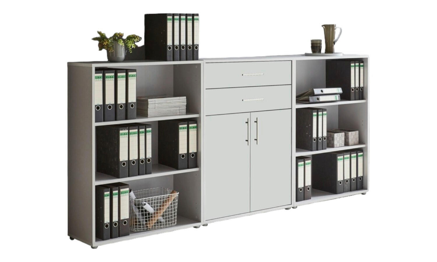 AKTENSCHRANK Grau, Weiß  - Weiß/Grau, MODERN, Holzwerkstoff (253,2/113,6/33cm) - MID.YOU
