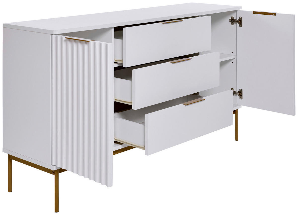 SIDEBOARD Carve  in 150/83/40 cm  - Goldfarben/Weiß, MODERN, Holzwerkstoff/Metall (150/83/40cm)