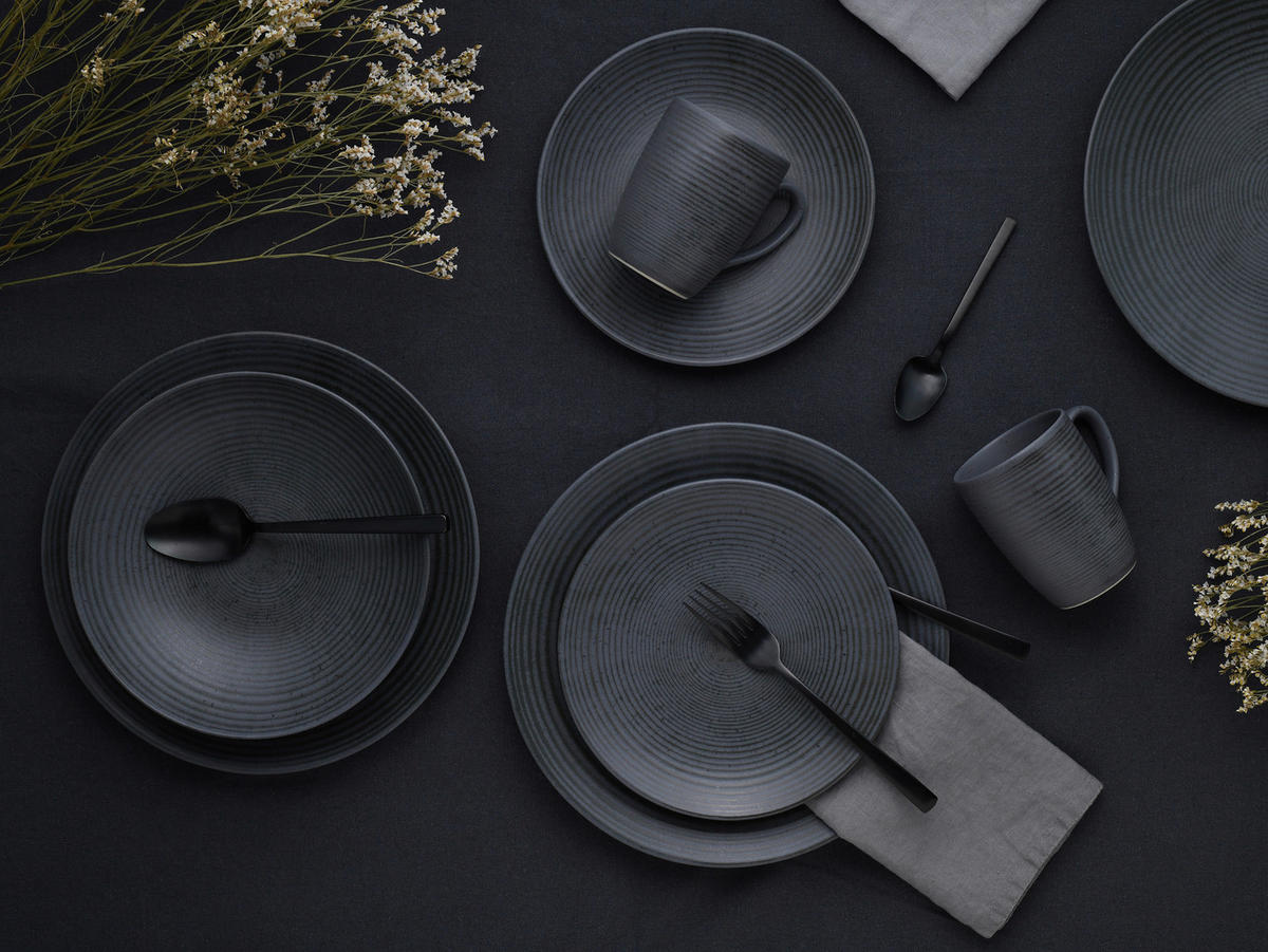 KOMPLETT SERVIS 16 delar  - antracit, Design, keramik - Creatable