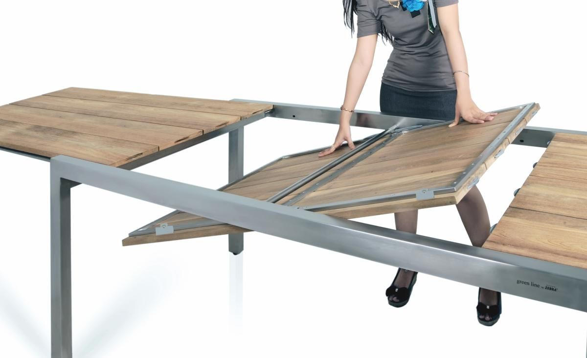 GARTENTISCH 170-280/90/75 cm Holz, Metall rechteckig  - Edelstahlfarben/Teakfarben, Design, Holz/Metall (170-280/90/75cm) - Zebra 