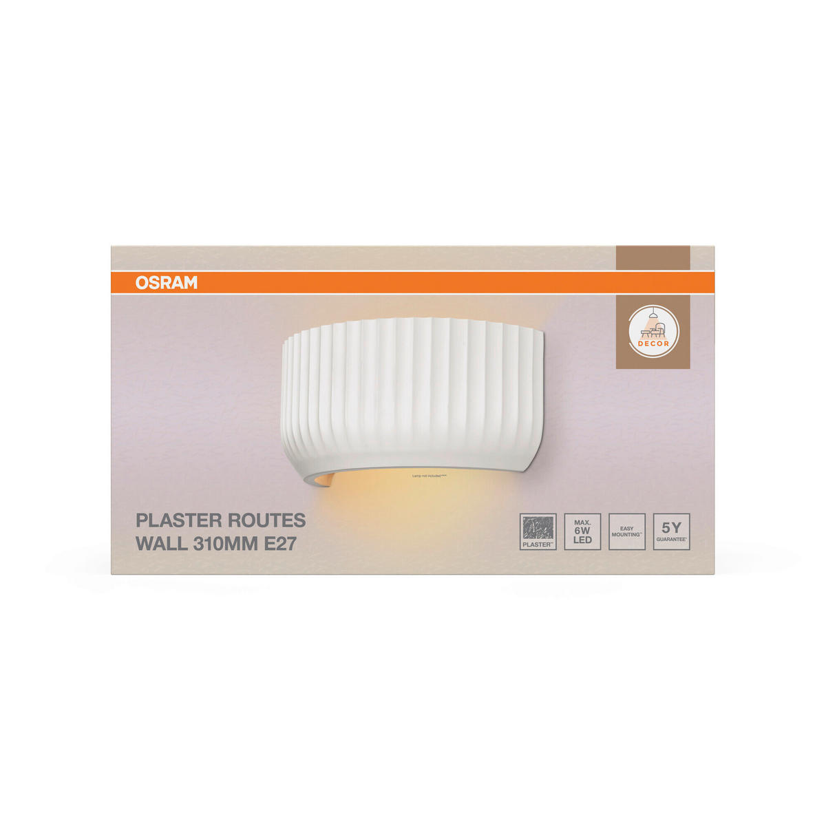 WANDLEUCHTE 30.8/12.6/13.5 cm   - Weiß, Basics, Stein (30.8/12.6/13.5cm) - Osram