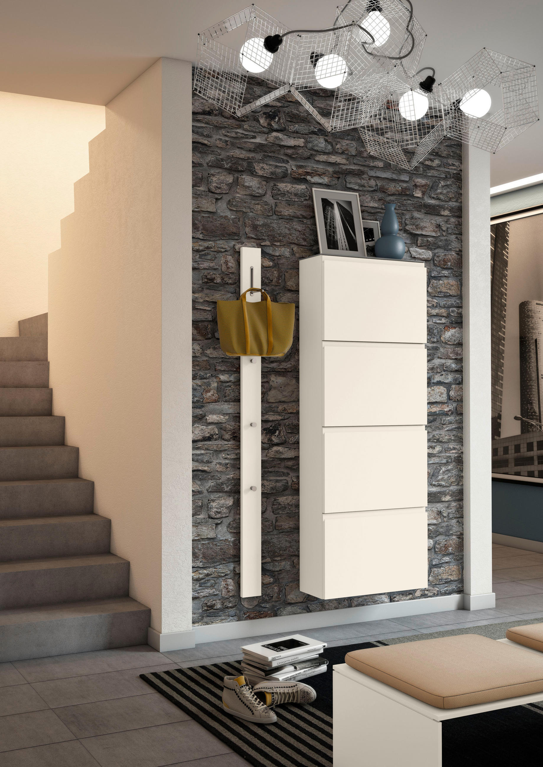 SCHUHKIPPER Gardasee in 60/161/22 cm - Sandfarben, Design, Glas/Holzwerkstoff (60/161/22cm) - Moderano