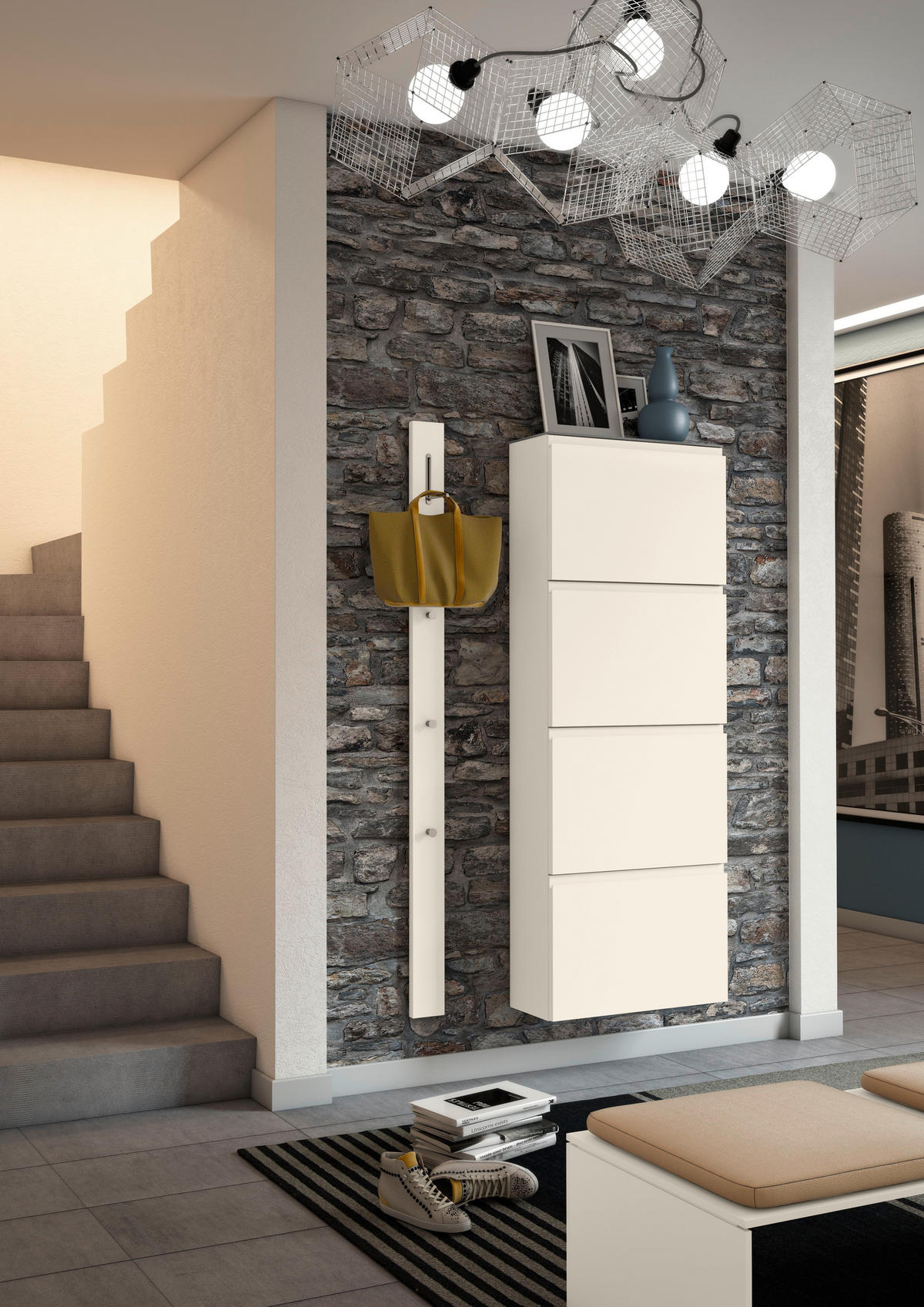 SCHUHKIPPER Gardasee  in 60/161/22 cm  - Sandfarben, Design, Glas/Holzwerkstoff (60/161/22cm) - Moderano