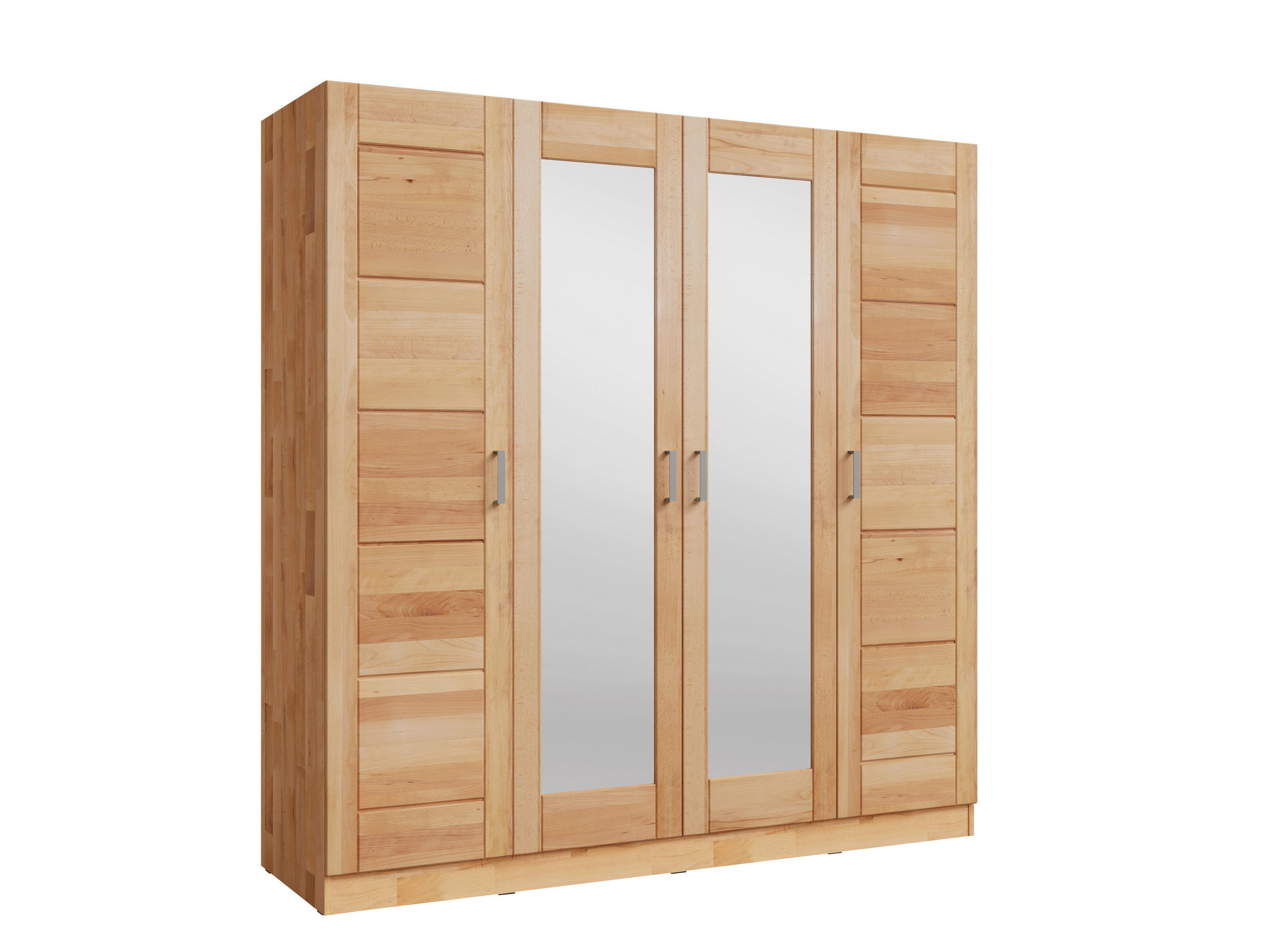 DREHTÜRENSCHRANK 202/205,5/60 cm,  in Buchefarben, 4 Tür(en)  - Chromfarben/Buchefarben, MODERN, Glas/Holz (202/205,5/60cm) - MID.YOU