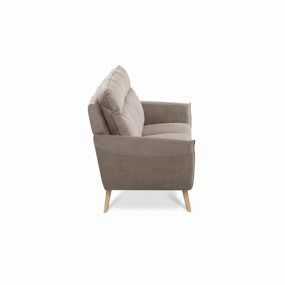 3-SITZER-SOFA  in Mikrofaser Taupe Skandinavisch, Modern  - Taupe/Buchefarben, Design, Holz/Textil (202cm) - Livetastic