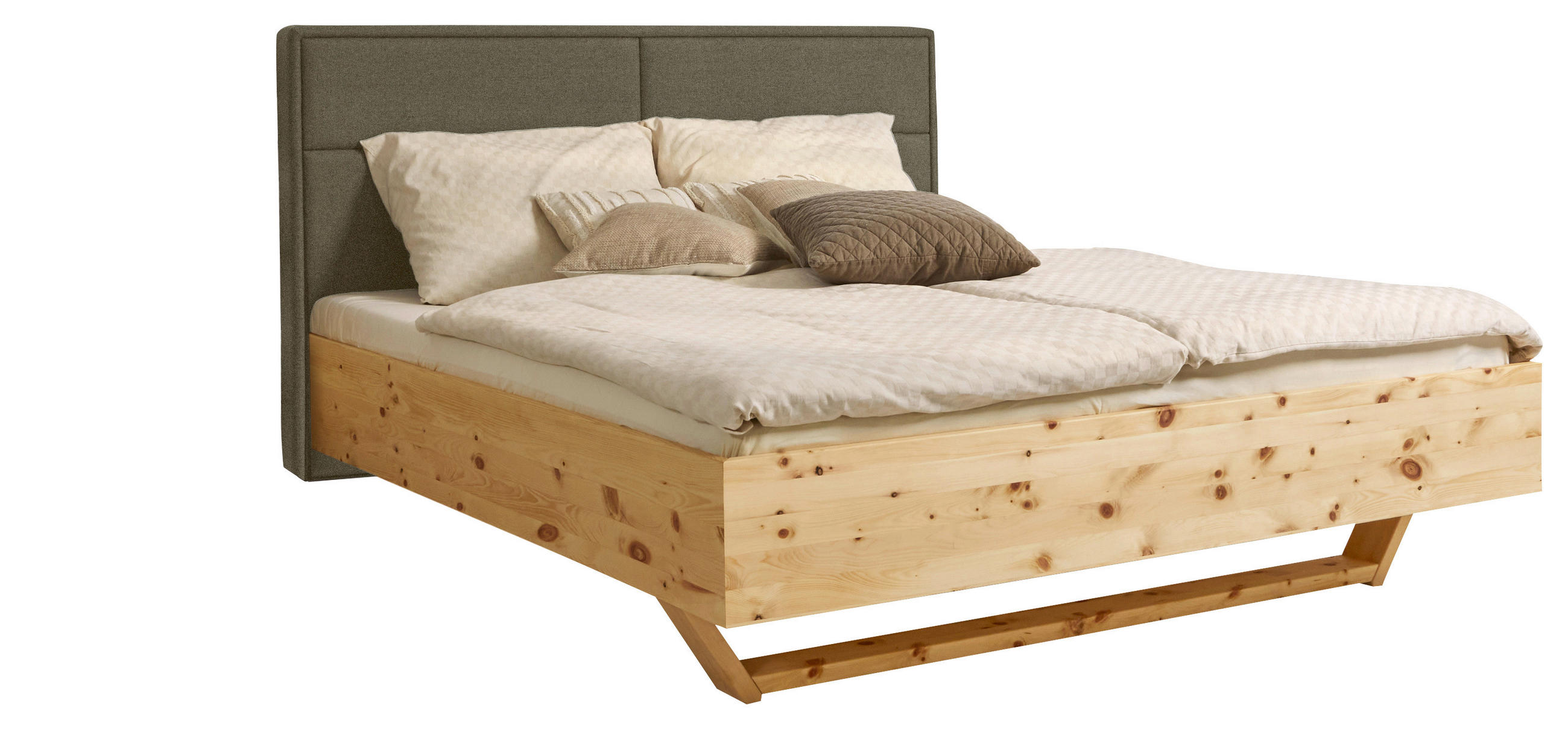 BETT 160/200 cm  in Zirbelkieferfarben, Dunkelgrün  - Dunkelgrün/Zirbelkieferfarben, Natur, Holz/Textil (160/200cm) - Valnatura