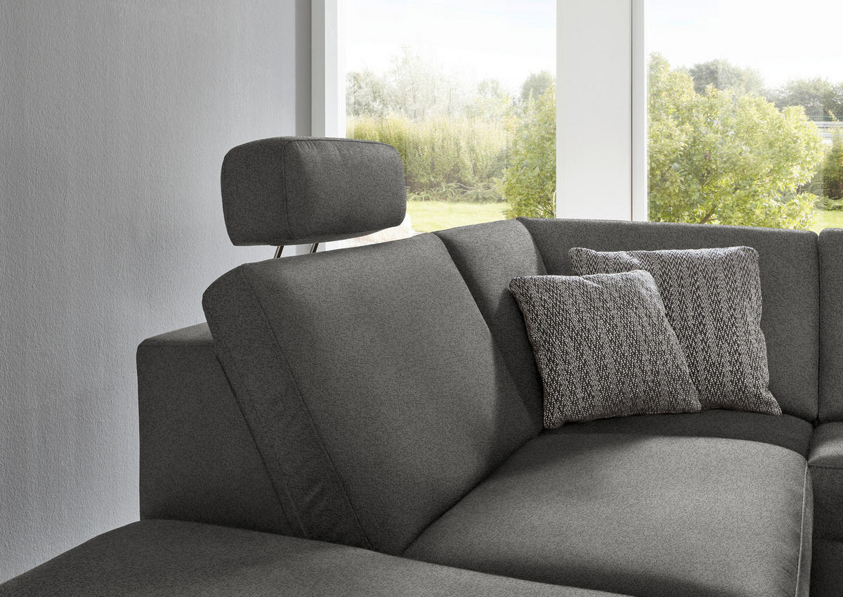 ECKSOFA in Mikrofaser Grau  - Alufarben/Grau, Design, Textil/Metall (242/275cm) - Dieter Knoll