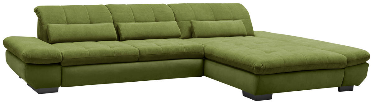 SEDEŽNA GARNITURA, gladka tkanina zelena  - črna/zelena, Design, kovina/tekstil (341/204cm) - Xora