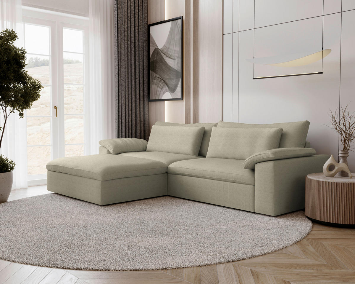 ECKSOFA  Chenille Beige  - Beige/Schwarz, Modern, Kunststoff/Textil (198/306cm) - Carryhome
