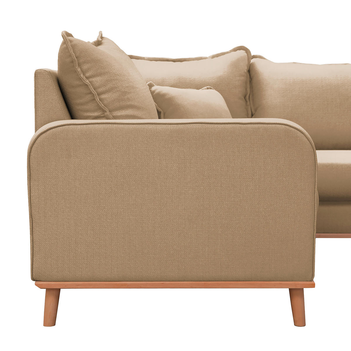 WOHNLANDSCHAFT Sandfarben Textilgeflecht  - Sandfarben/Wengefarben, Design, Holz/Textil (167/296/170cm) - Livetastic