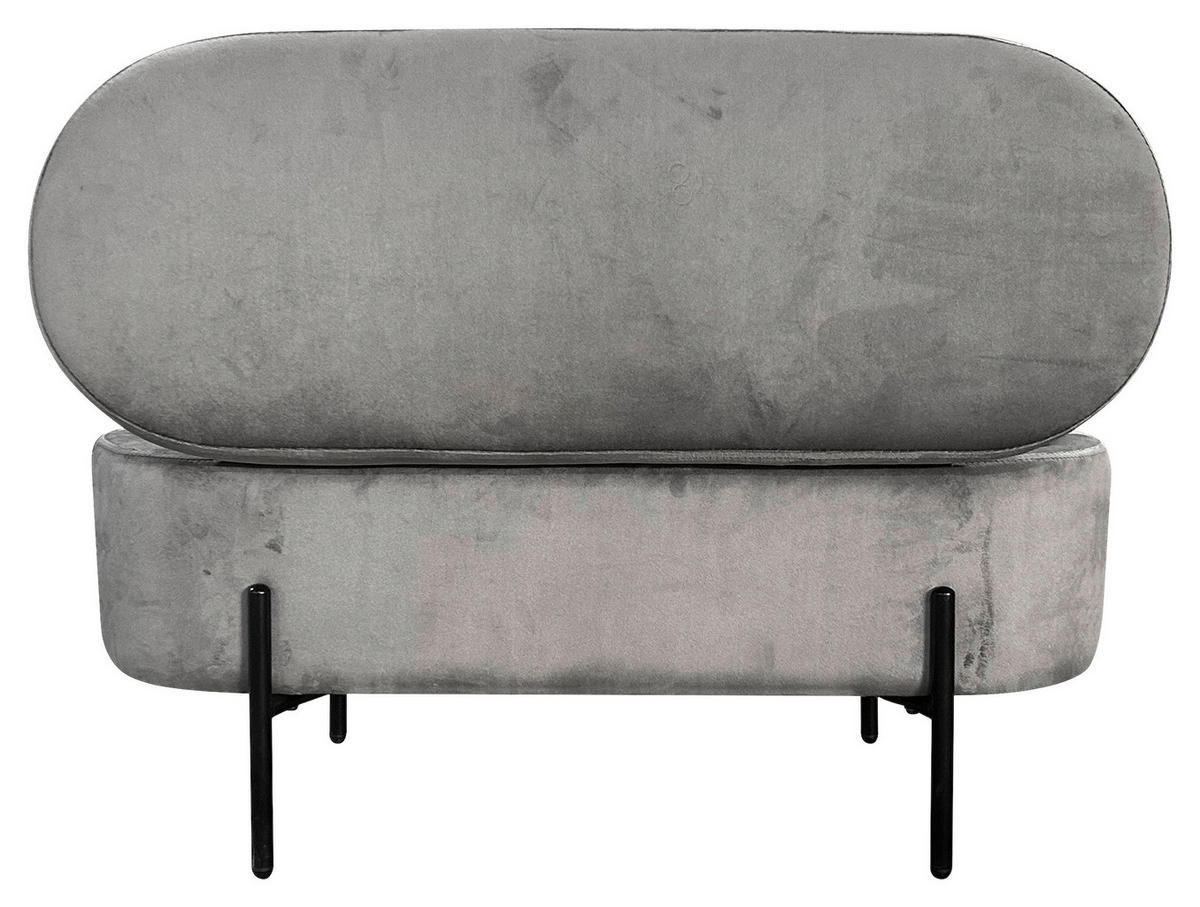SITZBANK 95/42/37,5 cm Samt Grau, Schwarz  - Schwarz/Grau, Design, Textil/Metall (95/42/37,5cm) - MID.YOU