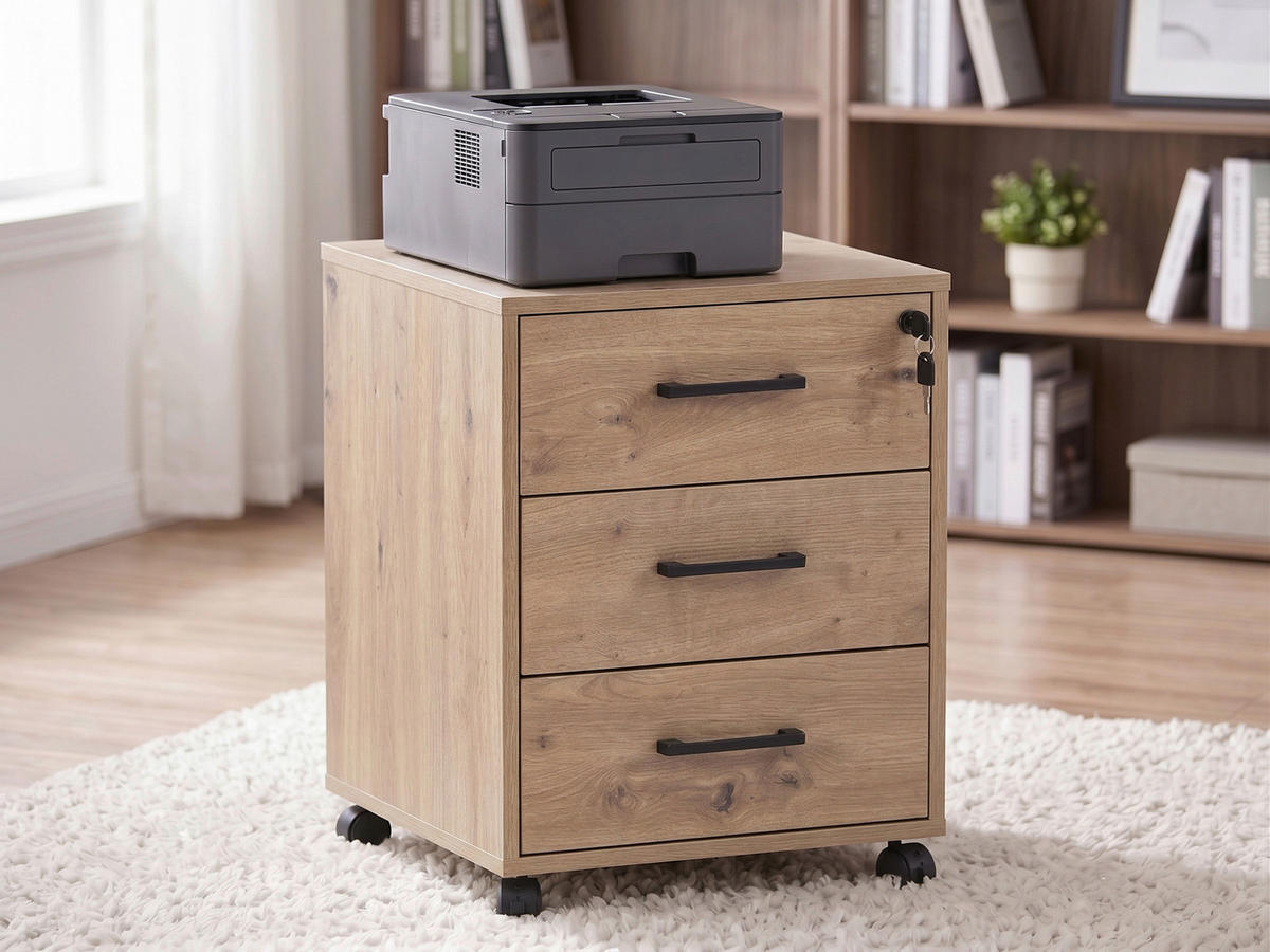 ROLLCONTAINER Eiche Artisan  - Schwarz/Eiche Artisan, MODERN, Holzwerkstoff/Kunststoff (43/56/42cm) - Livetastic