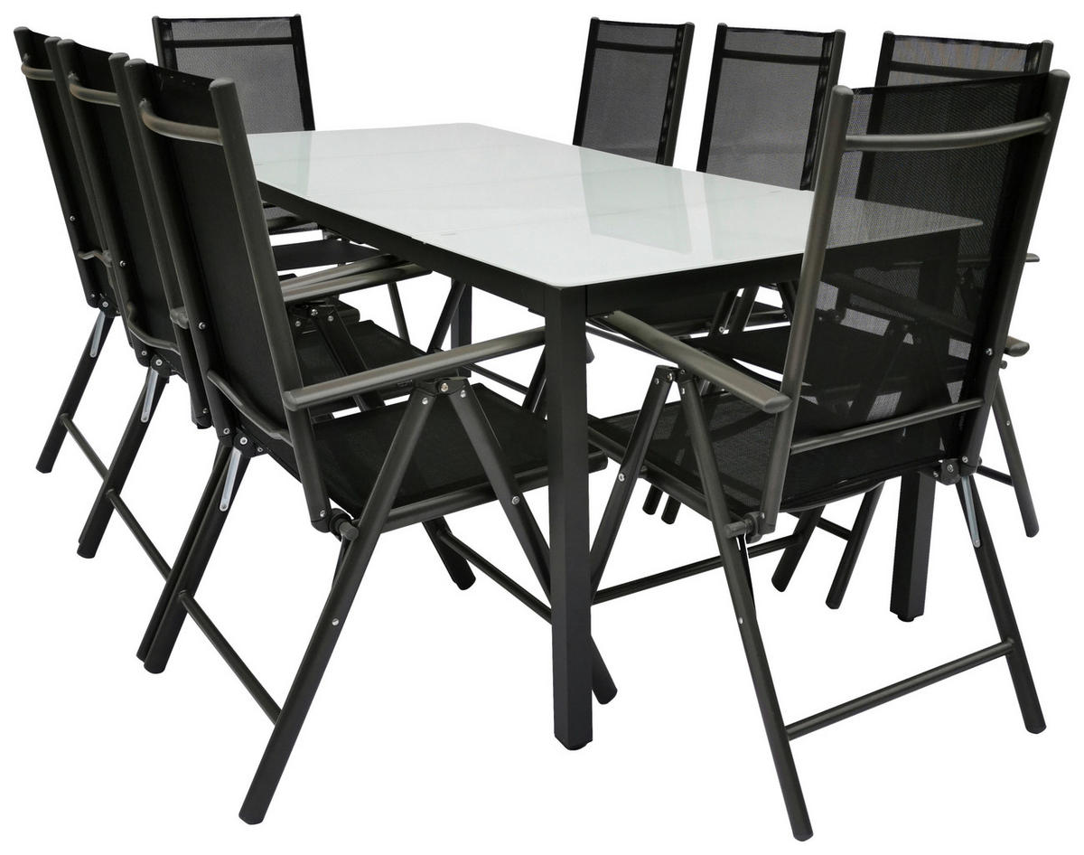 GARTENTISCHGRUPPE Aluminium  - Anthrazit, Basics, Glas/Textil - Gardenson