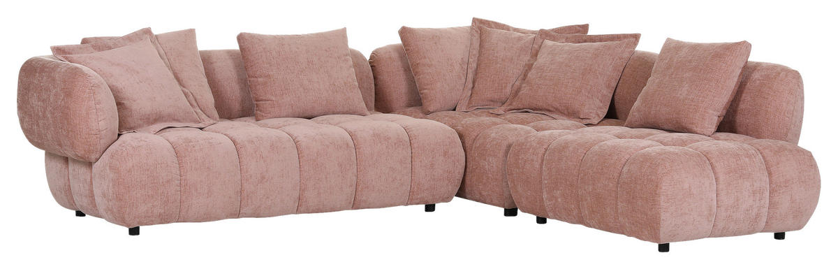 ECKSOFA in Flachgewebe Altrosa  - Schwarz/Altrosa, Konventionell, Kunststoff/Textil (289/250cm) - Carryhome