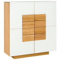 VYSOKÁ KOMODA, divoký dub, bílá, barvy dubu, 128/138/43 cm - bílá/barvy dubu, Design, dřevo/sklo (128/138/43cm) - Voglauer
