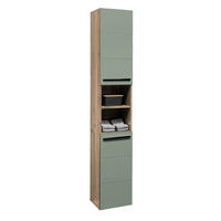 HOCHSCHRANK 34/190/31 cm  - Eichefarben/Schwarz, Basics, Holzwerkstoff/Kunststoff (34/190/31cm) - MID.YOU