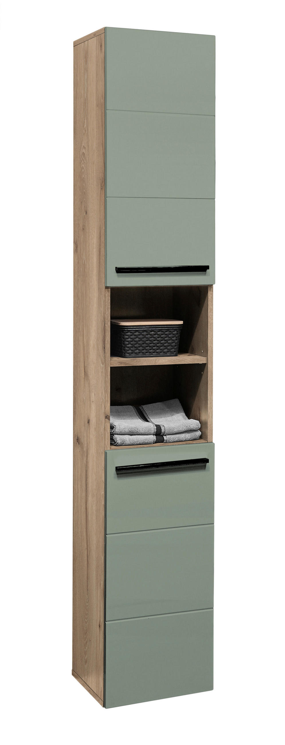 HOCHSCHRANK 34/190/31 cm  - Eichefarben/Schwarz, Basics, Holzwerkstoff/Kunststoff (34/190/31cm) - MID.YOU
