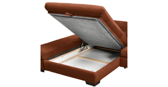 ECKSOFA  in Flachgewebe Rostfarben  341/204 cm  - Rostfarben/Schwarz, Design, Textil/Metall (341/204cm) - Xora