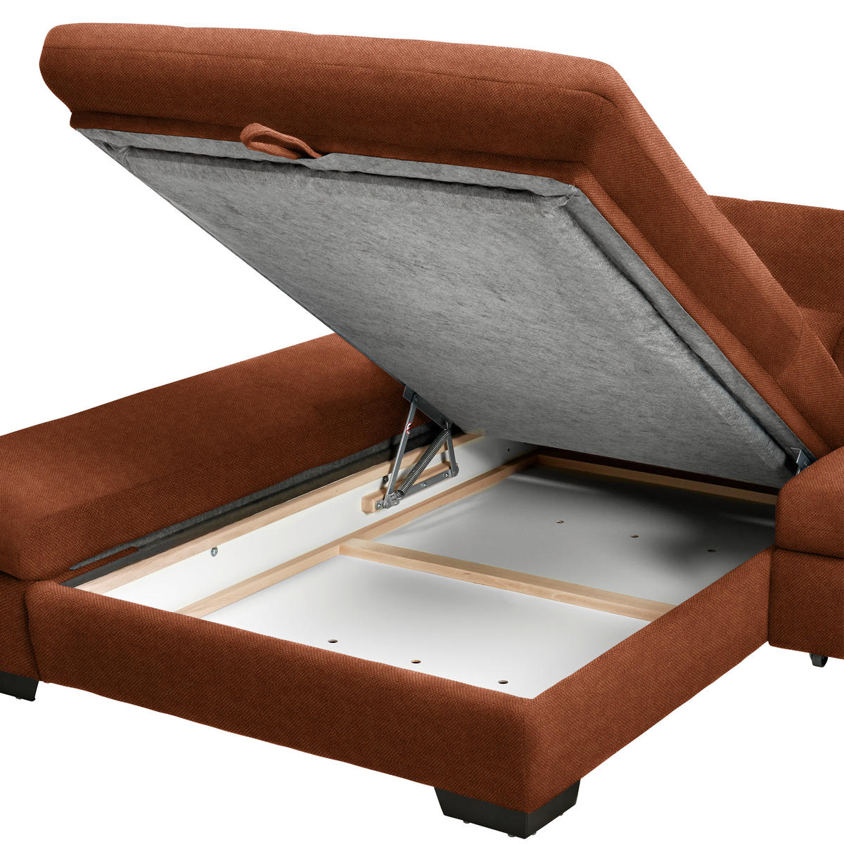 ECKSOFA  in Flachgewebe Rostfarben  341/204 cm  - Rostfarben/Schwarz, Design, Textil/Metall (341/204cm) - Xora