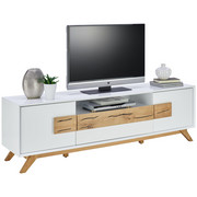 TV DÍL, dub, bílá, barvy dubu - bílá/barvy dubu, Design, dřevo/kompozitní dřevo (178/53,6/40cm) - Xora