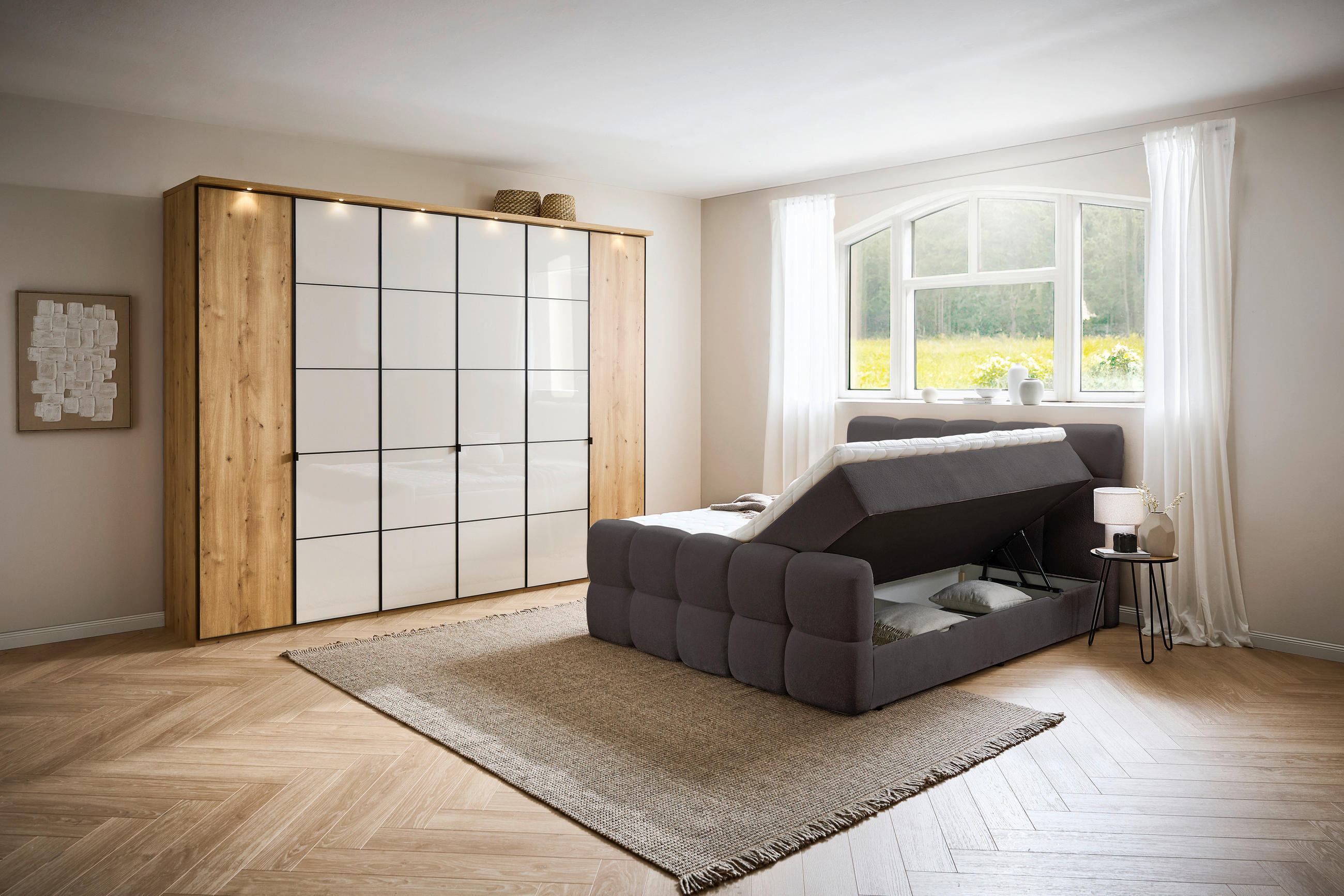 BOXBETT 180/200 cm  in Anthrazit  - Anthrazit/Schwarz, Design, Holz/Kunststoff (180/200cm) - Moderano