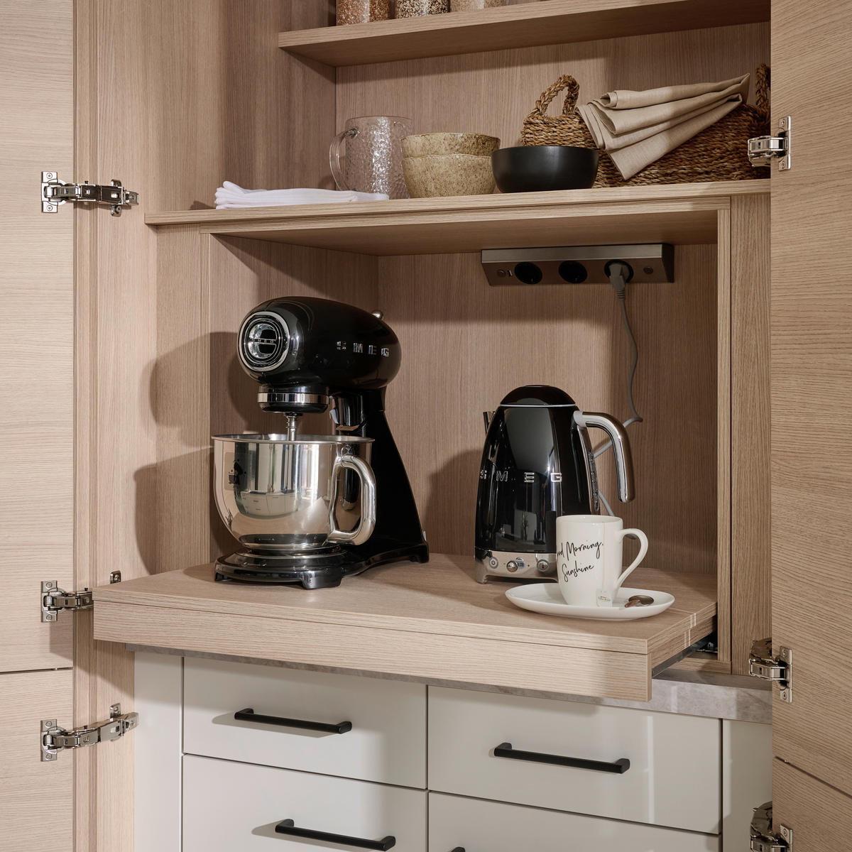 EINBAUKÜCHE 512  - Eichefarben/Schwarz, Basics, Holzwerkstoff/Metall (286cm) - Venda