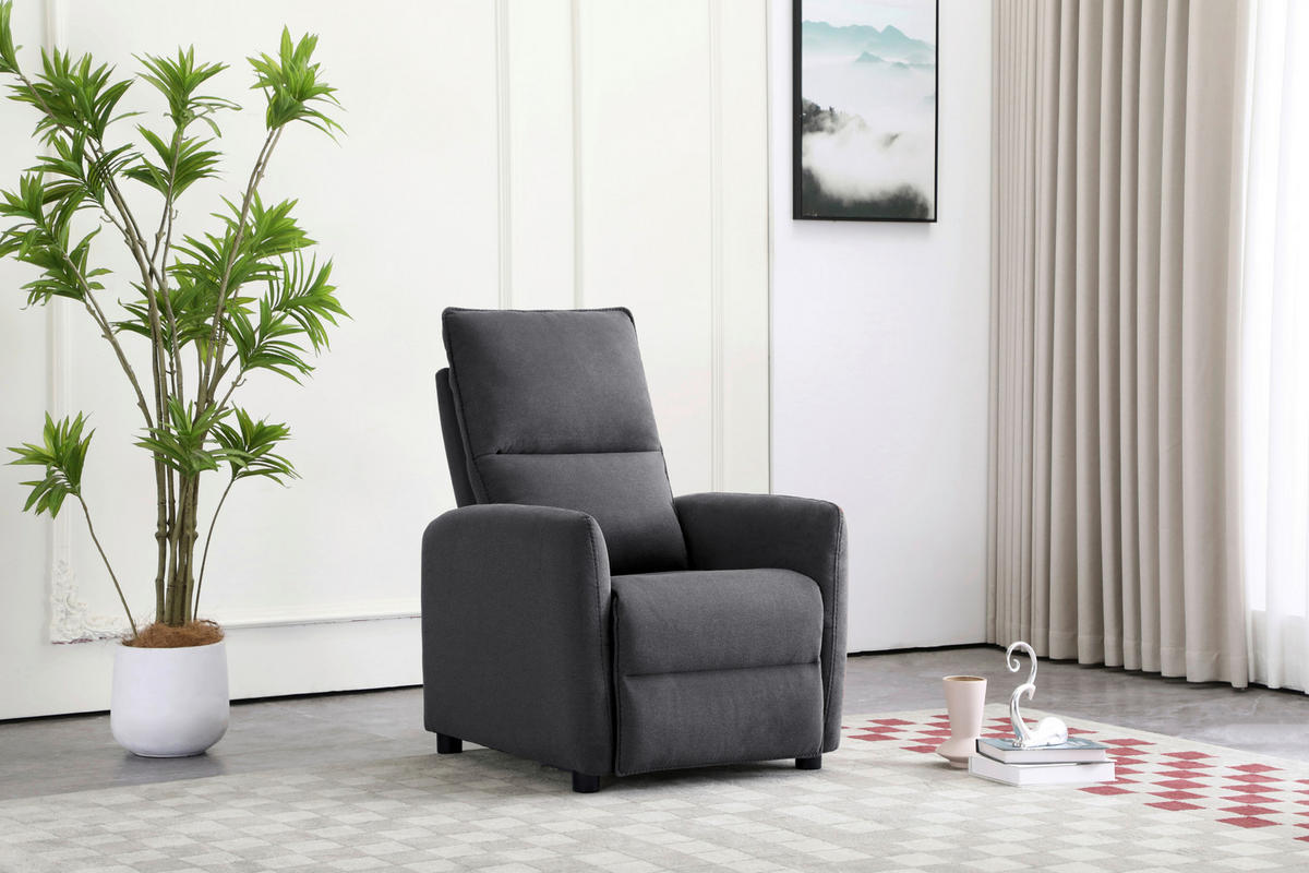 Fotoliu Pentru Televizor din lemn, metal, plastic, textil, gri închis - gri închis/negru, Konventionell, plastic/lemn (74/101/95cm) - Carryhome