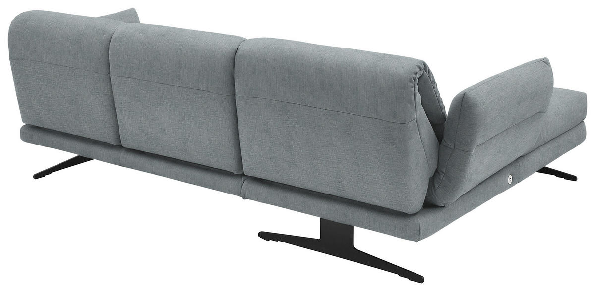 ECKSOFA in Flachgewebe Hellblau  - Schwarz/Hellblau, Design, Textil/Metall (176-217/279-327cm) - Dieter Knoll