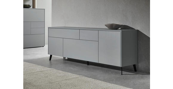 LOWBOARD  in 184/57/41 cm  - Eichefarben/Schwarz, Design, Holzwerkstoff/Kunststoff (184/57/41cm) - Voleo