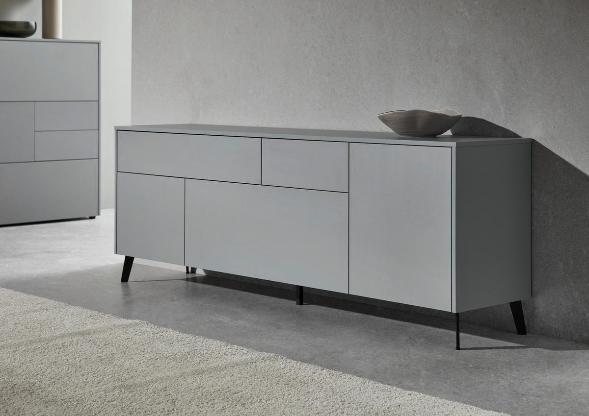 COMODĂ JOASĂ 184/57/41 cm  - culoare lemn stejar/negru, Design, plastic/material pe bază de lemn (184/57/41cm) - Voleo