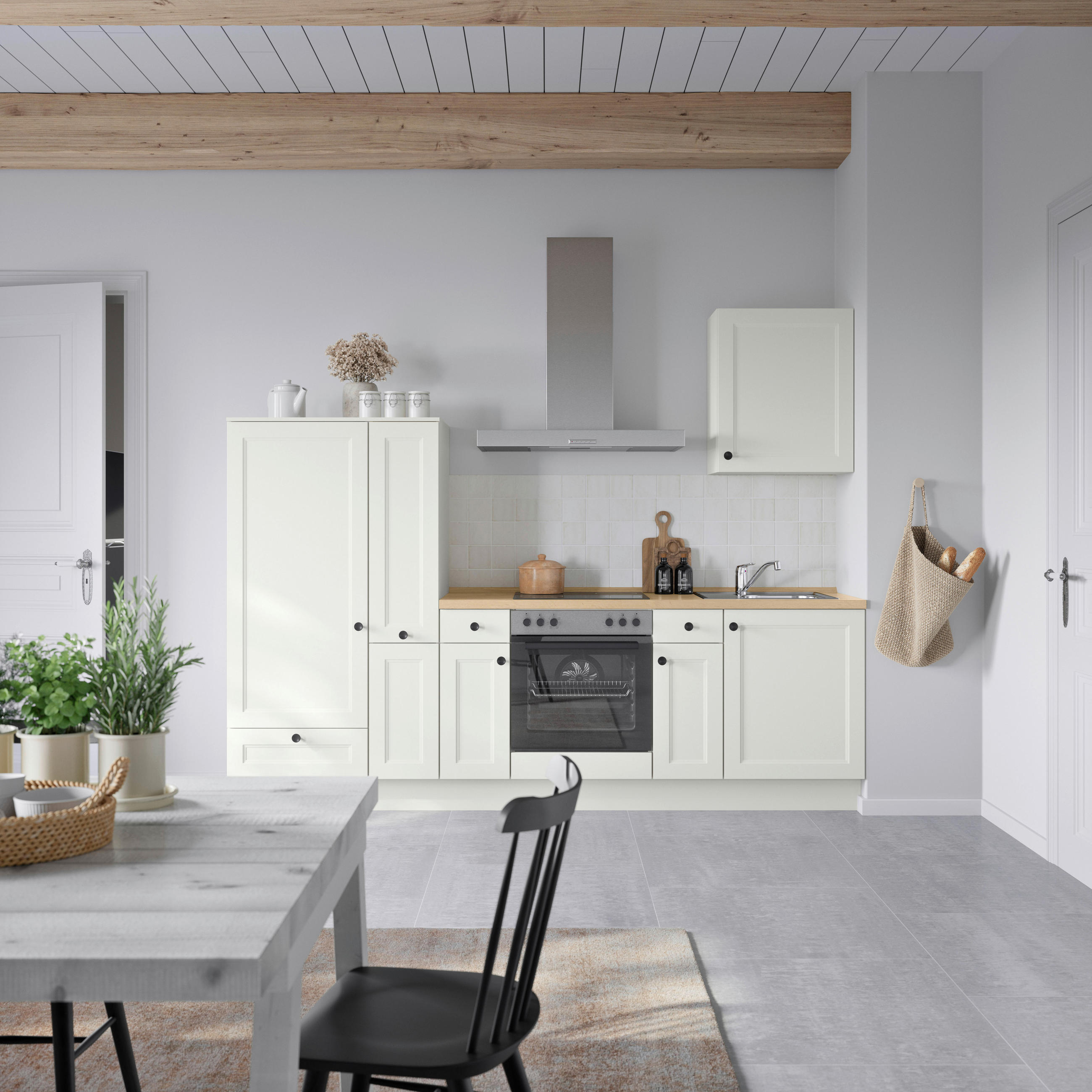 KÜCHENBLOCK Cascada 270 cm  in Weiß, Eichefarben  - Eichefarben/Schwarz, MODERN, Holzwerkstoff/Metall (270cm) - Nobilia