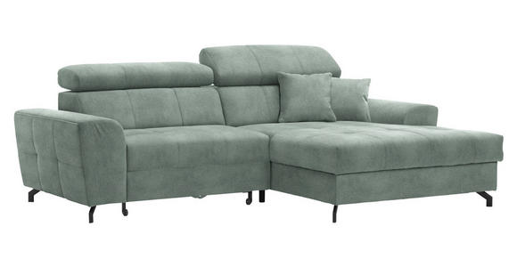 ECKSOFA in Velours Mintgrün  - Schwarz/Mintgrün, Design, Textil/Metall (267/181cm) - Carryhome