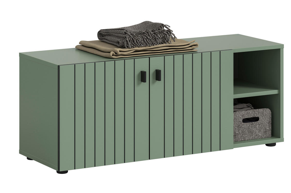 SITZBANK 106/43/37 cm Graugrün  - Schwarz/Graugrün, Design, Metall (106/43/37cm) - MID.YOU