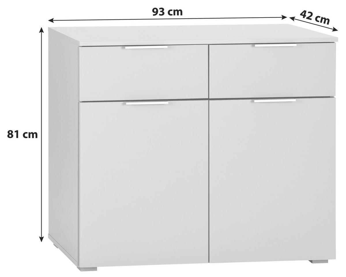 BYRÅ 93/81/42 cm  - ljusgrå/aluminiumfärg, Modern, trämaterial (93/81/42cm) - Rauch Möbel