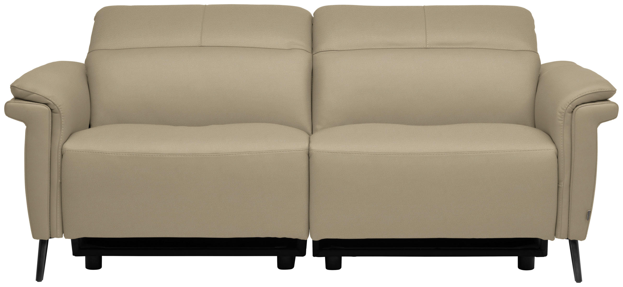 3-SITZER-SOFA Echtleder Ecru  - Ecru/Schwarz, Design, Leder/Metall (210/79/104cm) - Belluti