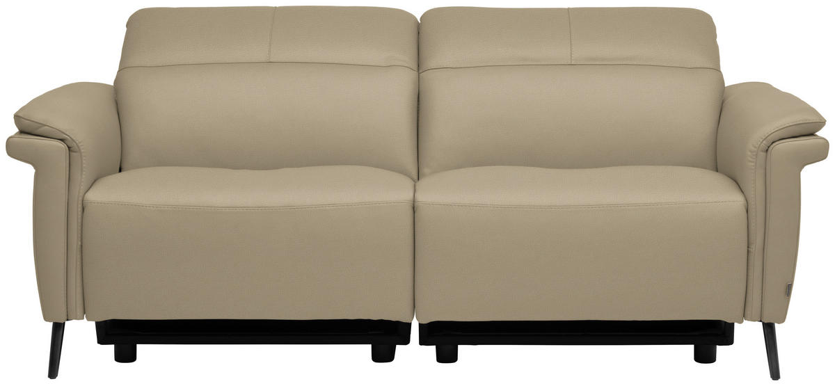 3-SITZER-SOFA Echtleder Ecru  - Ecru/Schwarz, Design, Leder/Metall (210/79/104cm) - Belluti