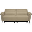 3-SITZER-SOFA  in Echtleder Ecru   - Ecru/Schwarz, Design, Leder/Metall (210/79/104cm) - Belluti