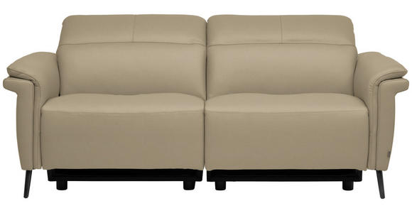 3-SITZER-SOFA  in Echtleder Ecru   - Ecru/Schwarz, Design, Leder/Metall (210/79/104cm) - Belluti